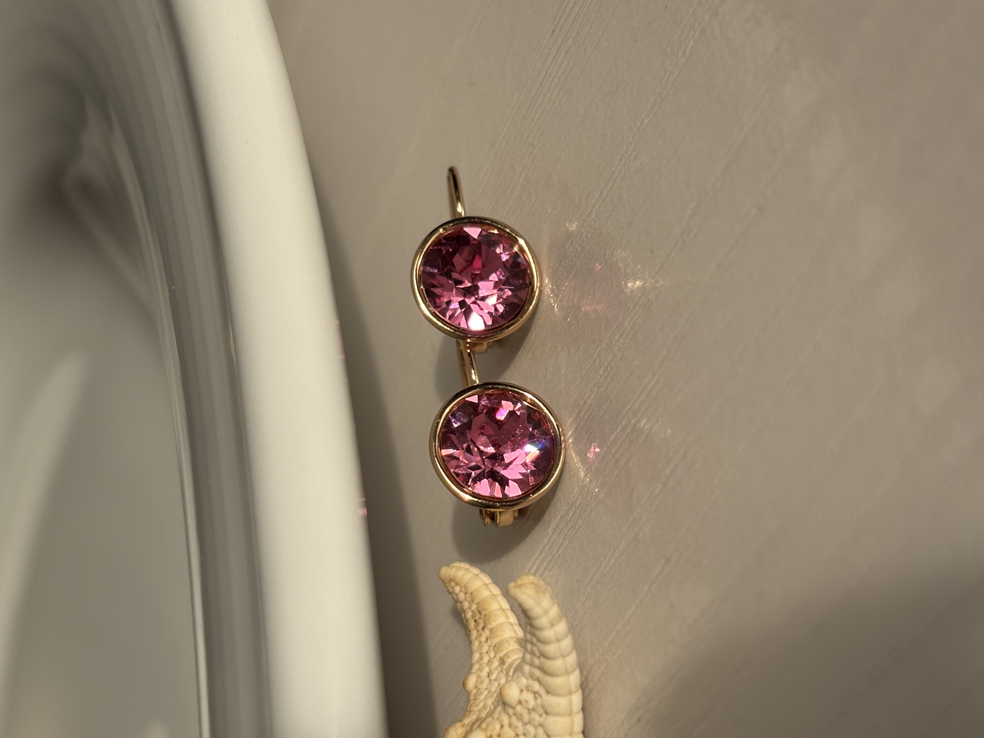 گوشواره کریستال صورتی ژوپینگ
